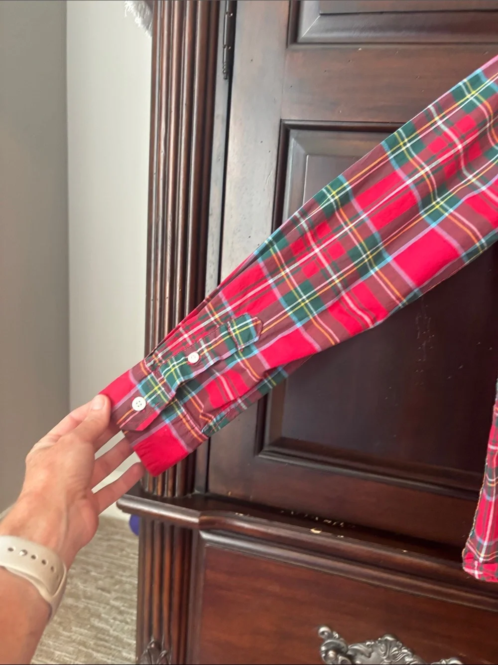 Old Navy Red and Green Plaid Button-Down Shirt for Kids
